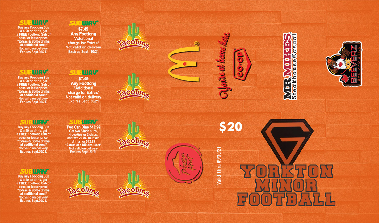 Yorkton Minor Football Discount Card