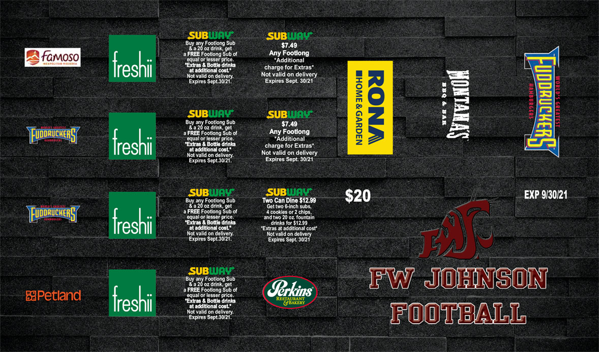 FW Johnson Football Discount Card