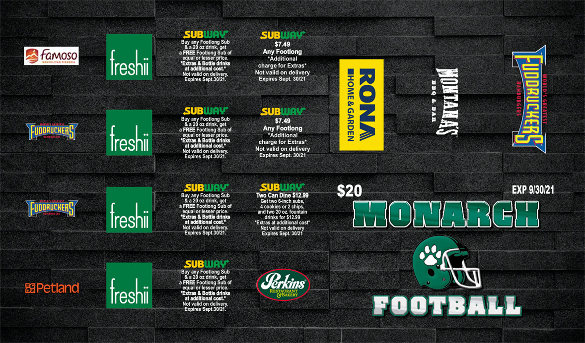 Monarch Football Discount Card