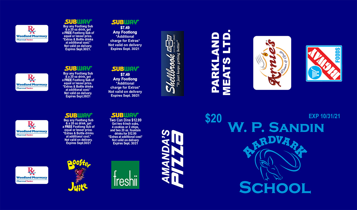 W.P. Sandin Discount Card